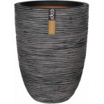 Capi Nature Rib NL vase elegant low M 35x35x47cm Antraciet bloempot