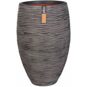Capi Nature Rib NL vase elegant luxe M 39x39x60cm Antraciet bloempot