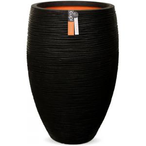 Capi Nature Rib NL vase elegant luxe M 39x39x60cm Zwart bloempot