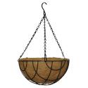 Hanging basket zwart gecoat met kokos inlegvel
