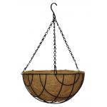 Hanging basket zwart gecoat met kokos inlegvel