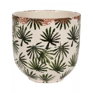 Bowl Grenada Dark Green S 16x15 cm donkergroene palm ronde bloempot voor binnen