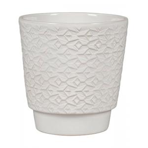 Pot Odense Mosaik White M 15x15 cm witte ronde bloempot voor binnen