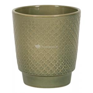 Pot Odense Star Olive Green M 15x15 cm olijfgroene ronde bloempot voor binnen