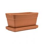 Terracotta pot rechthoekige balkonbak S 30x16 cm met schotel set