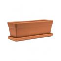 Terracotta pot rechthoekige balkonbak L 49x18 cm met schotel set