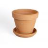 Terracotta muur bloempot rond 13x13 cm inclusief schotel