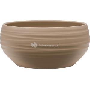 Pot Groove Bowl Monaco GreyBeige 24x11 cm beige ronde bloempot voor binnen