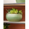 Pot Groove Bowl Monaco Stone Pearl Green 24x11 cm groene ronde bloempot