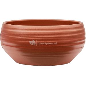 Pot Groove Bowl Monaco Stone Pearl Red 24x11 cm rode ronde bloempot voor binnen