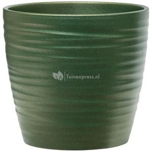 Pot Groove Couple Boston Stone Pearl Green 17x15 cm groene ronde bloempot voor binnen