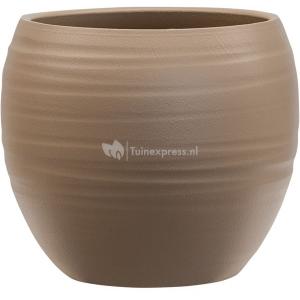 Pot Groove Globe Cannes Greybeige 15x13 cm beige ronde bloempot voor binnen