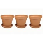 Terracotta bloempotten 11 cm met schotel trio set