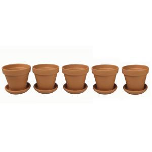 Terracotta bloempotten 15 cm met schotel penta set