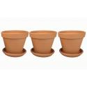 Terracotta bloempotten 15 cm met schotel trio set