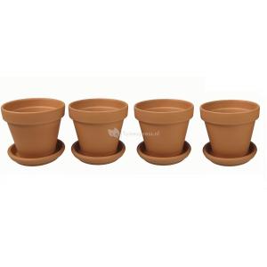 Terracotta bloempotten 23 cm met schotel quadro set