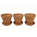 Terracotta bloempotten 23 cm met schotel trio set