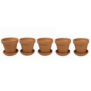 Terracotta bloempotten 25 cm met schotel penta set