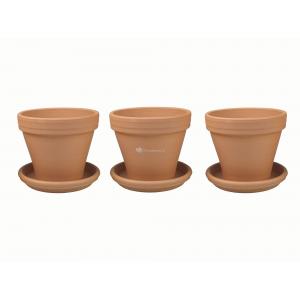 Terracotta bloempotten 30 cm met schotel trio set