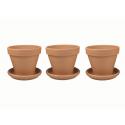 Terracotta bloempotten 33 cm met schotel trio set