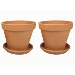 Terracotta bloempotten 35 cm met schotel duo set