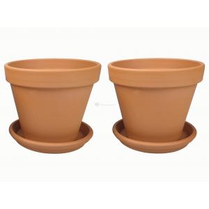 Terracotta bloempotten 35 cm met schotel duo set