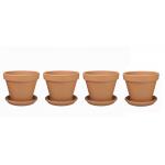 Terracotta bloempotten 38 cm met schotel quadro set