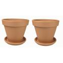 Terracotta bloempotten 43 cm met schotel duo set