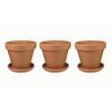 Terracotta bloempotten 43 cm met schotel trio set