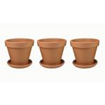 Terracotta bloempotten 43 cm met schotel trio set