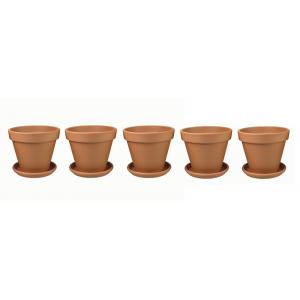 Terracotta bloempotten 48 cm met schotel penta set