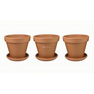 Terracotta bloempotten 48 cm met schotel trio set