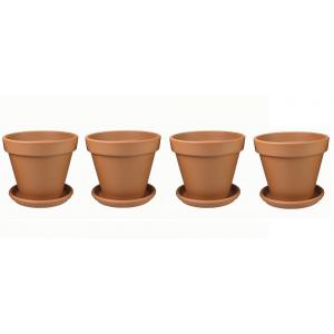 Terracotta bloempotten 50 cm met schotel quadro set