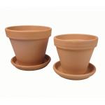 Terracotta bloempotten met schotel duo L mix set 28–31 cm