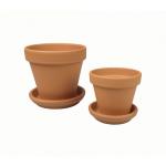 Terracotta bloempotten met schotel duo S mix set 21-25 cm