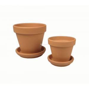 Terracotta bloempotten met schotel duo XS mix set 15–21 cm