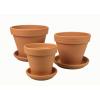 Terracotta bloempotten met schotel Trio L mix set 25–28–31 cm