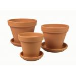 Terracotta bloempotten met schotel Trio L mix set 25–28–31 cm