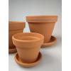 Terracotta bloempotten met schotel Trio L mix set 25–28–31 cm