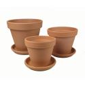 Terracotta bloempotten met schotel Trio XL mix set 28–31–35 cm