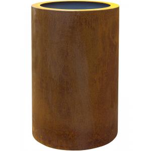 Cortenstaal plantenbak Standard Topper cylinder 77x48cm op wielen Cortenstaal plantenbak Standard Topper cylinder 77x48cm op wielen