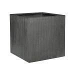 Cube Ridged Vertical Block M Dark grey 50x50x50 cm vierkante bloempot