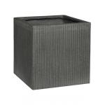 Cube Ridged Vertical Block S Dark grey 40x40x40 cm vierkante bloempot
