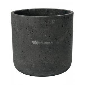 Pot Rough Charlie XXL Black Washed Fiberclay 44x43 cm zwarte ronde bloempot