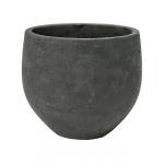 Pot Rough Orb L Black Washed Fiberclay 32x28 cm zwarte ronde bloempot