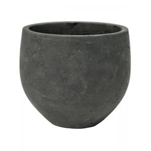 Pot Rough Orb L Black Washed Fiberclay 32x28 cm zwarte ronde bloempot