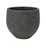 Pot Rough Orb M Black Washed Fiberclay 25x21 cm zwarte ronde bloempot