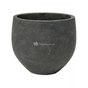 Pot Rough Orb M Black Washed Fiberclay 25x21 cm zwarte ronde bloempot