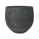Pot Rough Orb XL Black Washed Fiberclay 39x35 cm zwarte ronde bloempot