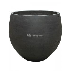 Pot Rough Orb XXL Black Washed Fiberclay 48x43 cm zwarte ronde  bloempot